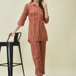 women liva multicolor stripe print co ord set