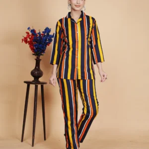 stunning multicolor striped printed co ord set