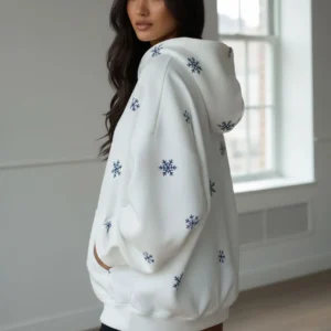 snowflakes rleaxed fit hoodie