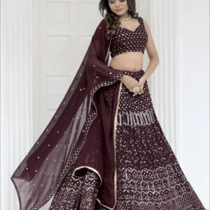 Sequence Work Party Wear Designer Brown Color Lehenga choli