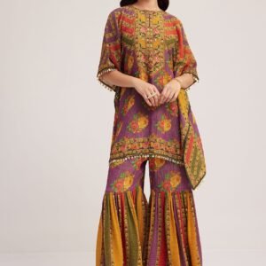 rangrez multicolor mirror work sharara set