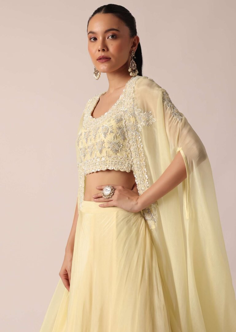 sunlit charm yellow organza flared lehenga