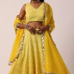 radiant marigold yellow fully sequined lehenga