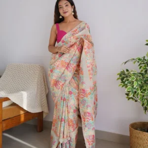 women silk saree with contrast border