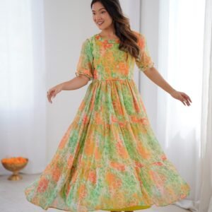 pure soft heavy fox georgette fabric maxi dress