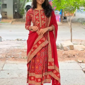 red maroon voluminous anarkali suit set