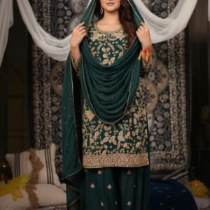 heavy semi beads embroidery work & elegant style🥻