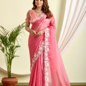 Home Page glass tissue saree – a symphony of sheer grace and embroidery elegance