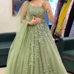 Home Page soft net pista green color lehenga choli set | lehenga for women | wedding outfits for women